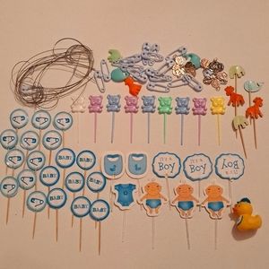 Assorted Baby Shower Cupcake Toppers, Picks, & Decorations